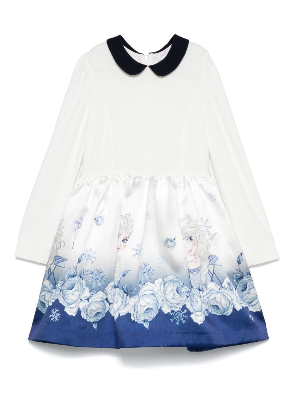 Abito per bambina Monnalisa bianco con stampa Frozen – Accessorio premium elegante