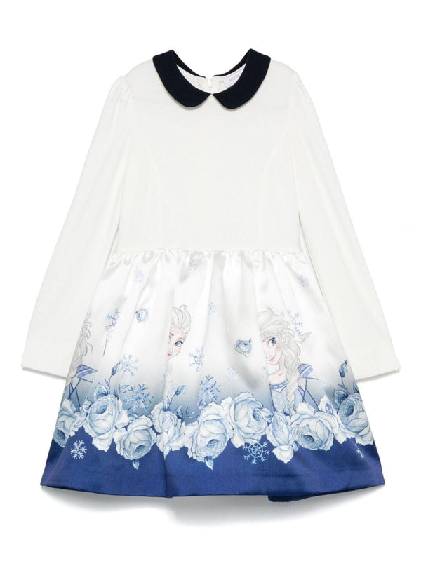 Abito per bambina Monnalisa bianco con stampa Frozen – Accessorio premium elegante