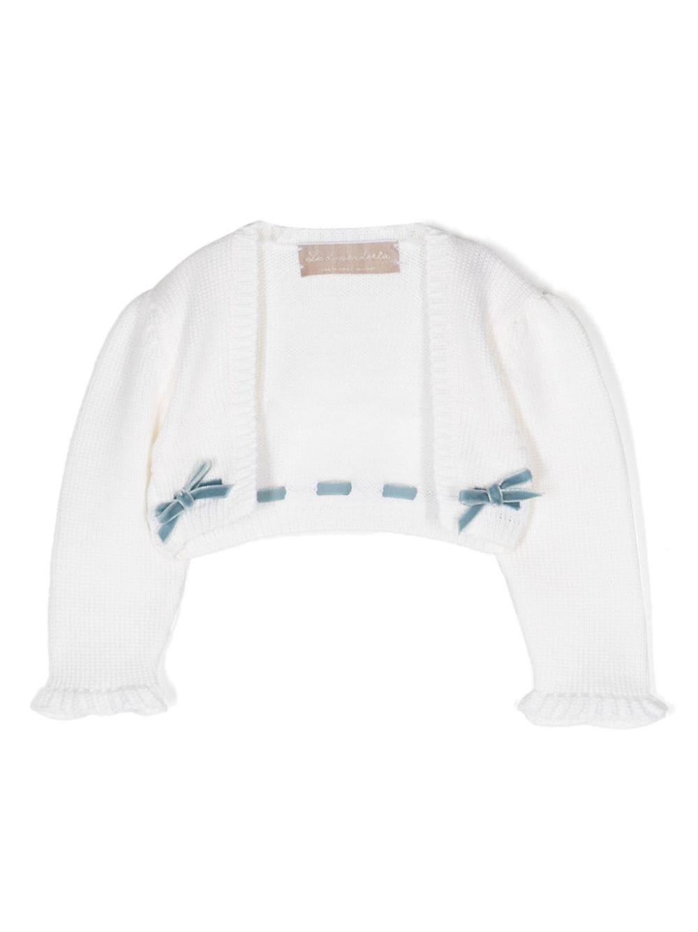 Cardigan crop per neonata La Stupenderia bianco con fiocco – Accessorio premium elegante