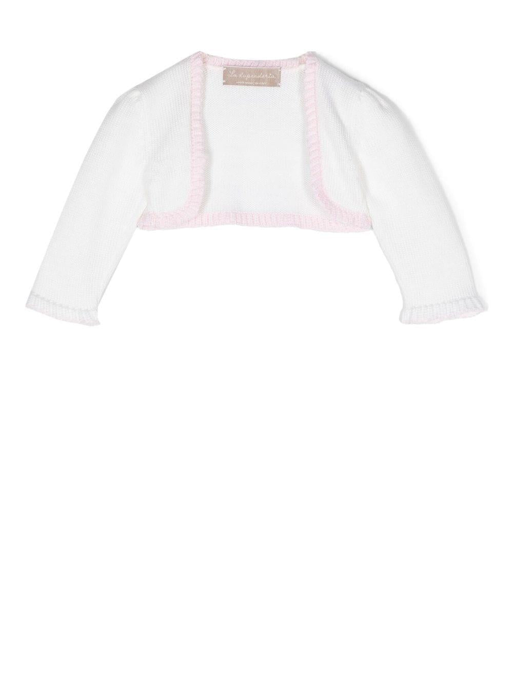 Cardigan crop per neonata La Stupenderia bianco con ruches – Accessorio premium elegante