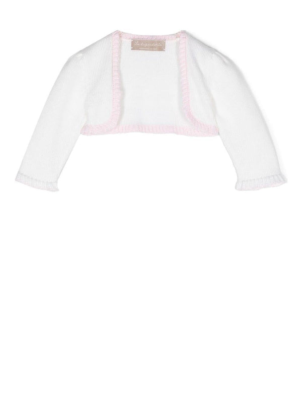 Cardigan crop per neonata La Stupenderia bianco con ruches – Accessorio premium elegante