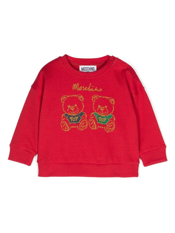 Felpa per neonati Moschino Kids rosso con stampa Teddy Bear – Accessorio premium elegante
