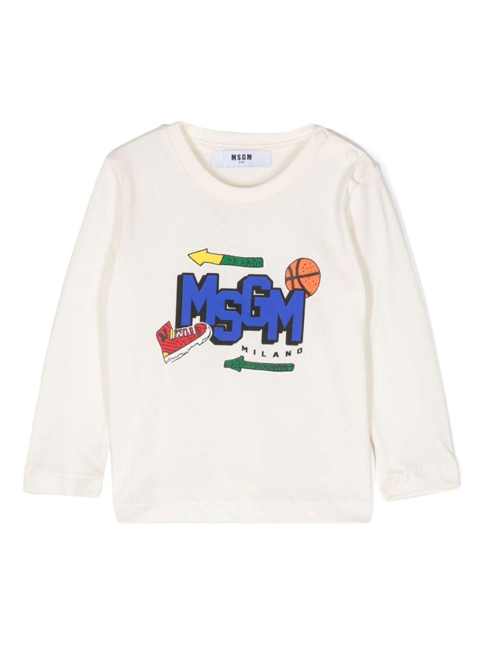 T-shirt bianca per neonato MSGM Kids bianco con stampa basket MSGM Kids Milano – Accessorio premium elegante