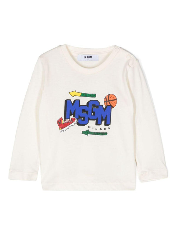 T-shirt bianca per neonato MSGM Kids bianco con stampa basket MSGM Kids Milano – Accessorio premium elegante