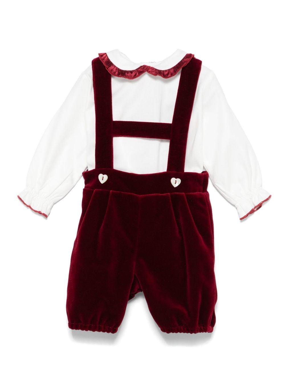 Set pantaloncini di velluto per neonato La Stupenderia rosso con dettaglio pieghe – Accessorio premium elegante
