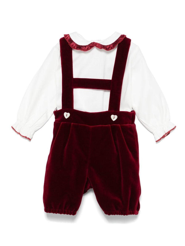 Set pantaloncini di velluto per neonato La Stupenderia rosso con dettaglio pieghe – Accessorio premium elegante