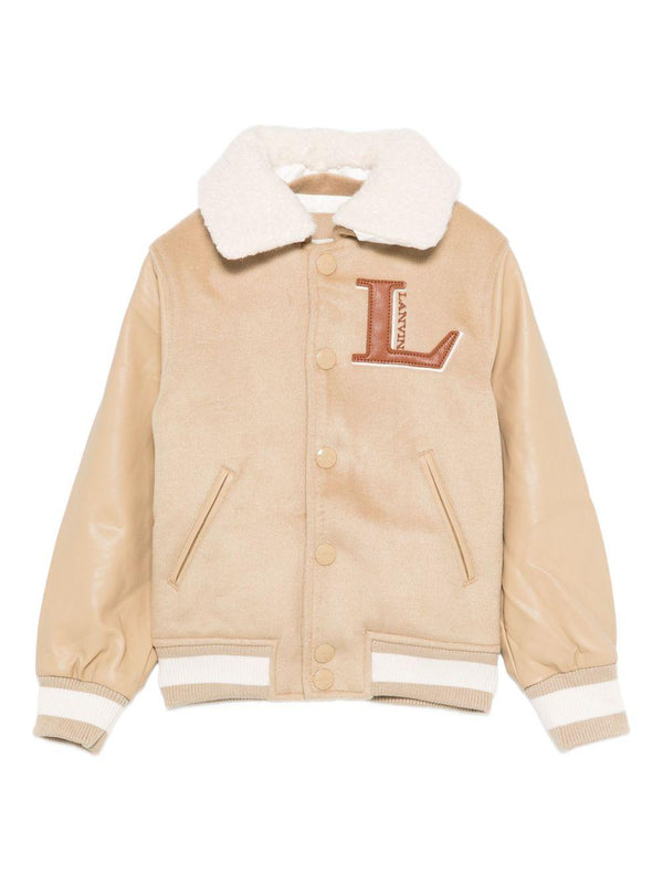 Bomber per bambino Lanvin Enfant beige con logo ricamato – Accessorio premium elegante