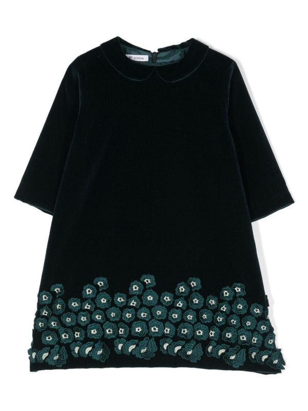 Abito per bambina Jesurum Baby verde con ricamo a fiori – Accessorio premium elegante