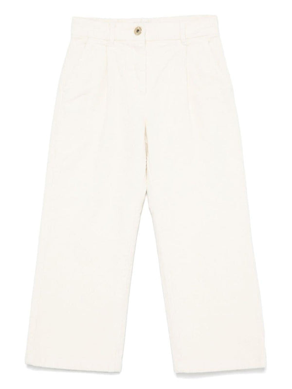 Pantaloni di velluto a coste per bambino Moschino Kids bianchi con due tasche lateralil – Accessorio premium elegante