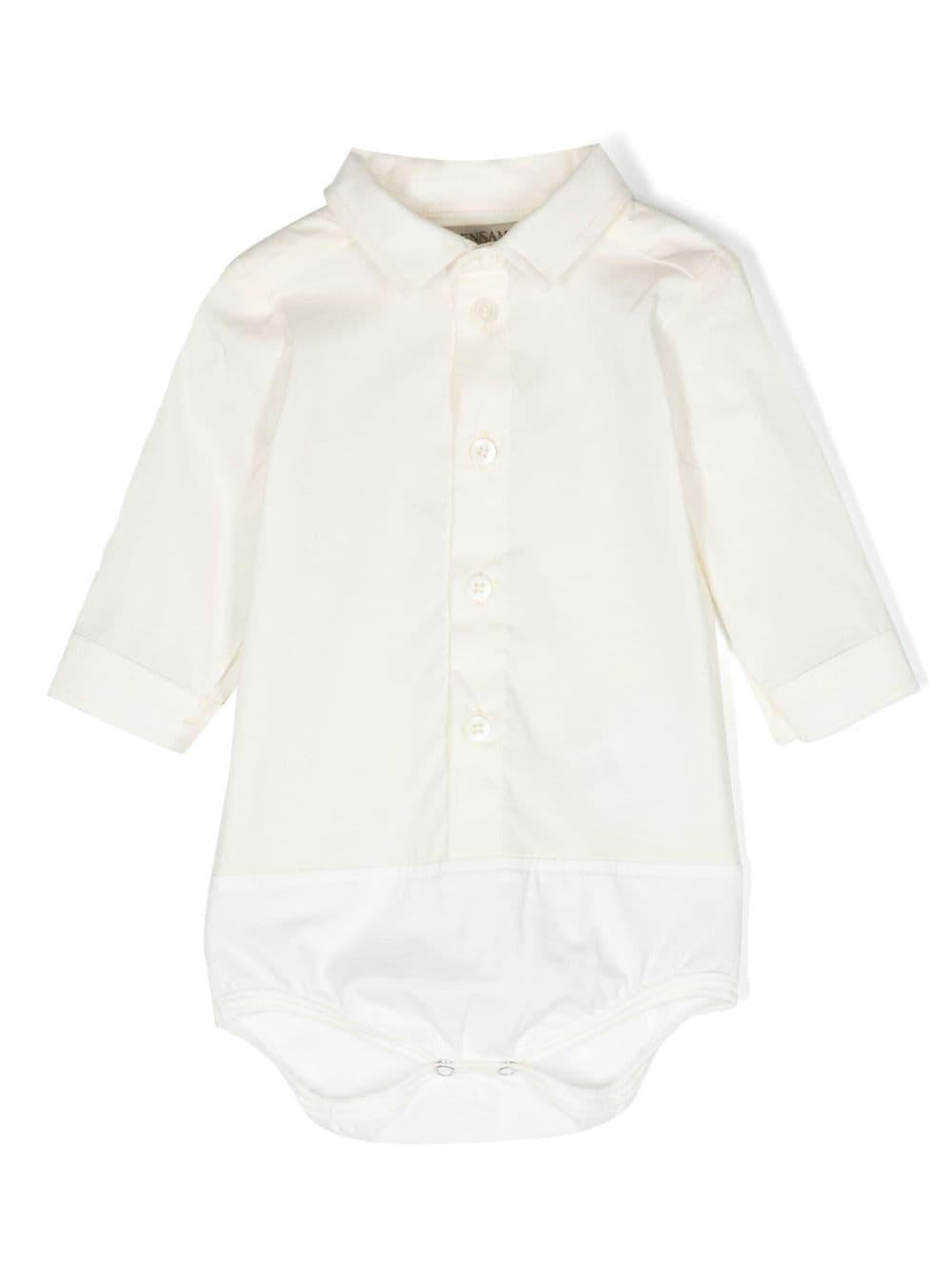 Camicia a body per neonati Gensami bianco con chiusura nascosta con bottoni a pressione – Accessorio premium elegante