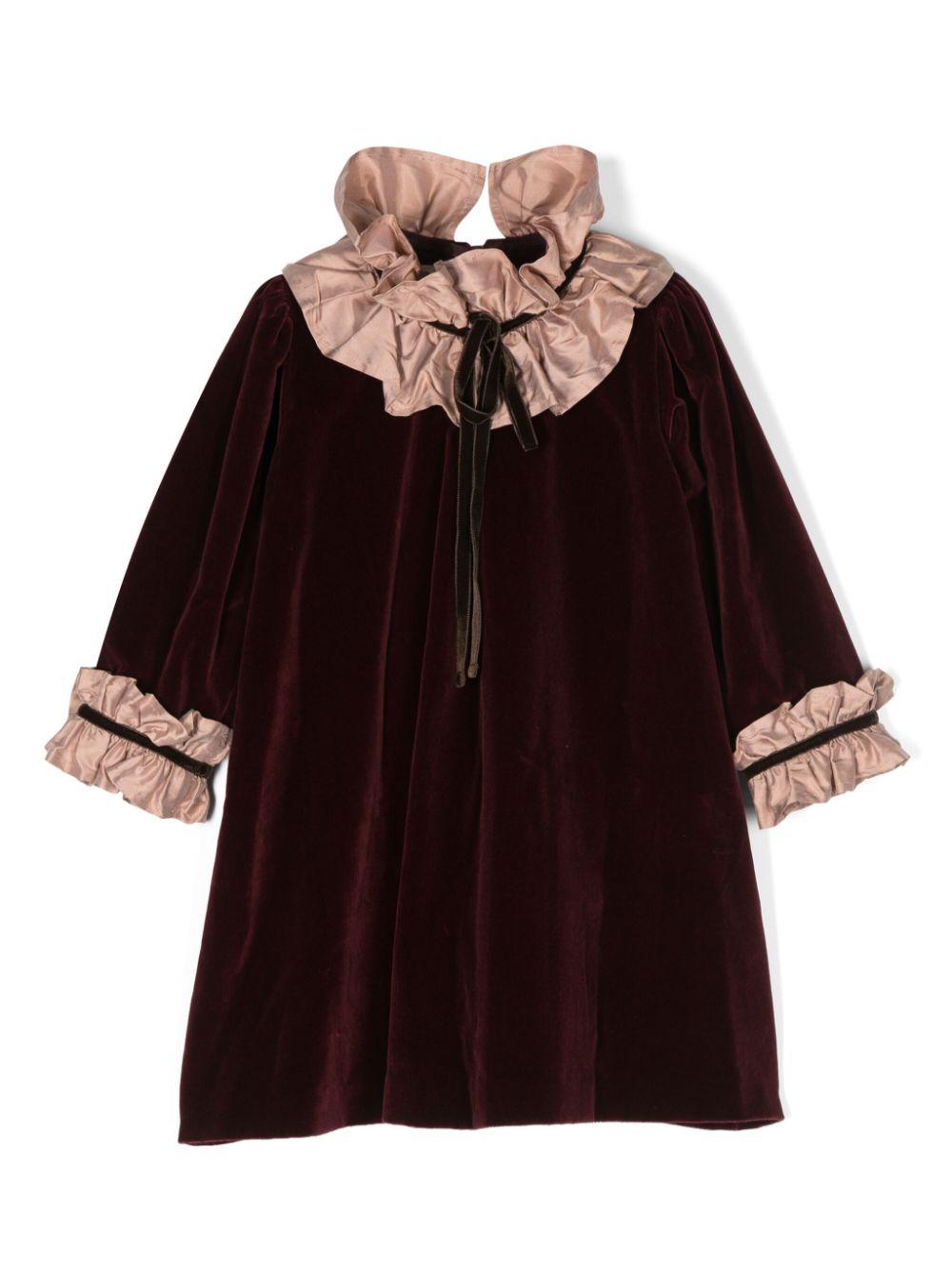 Abito per bambina Jesurum Baby rosso con dettagli ruches a contrasto – Accessorio premium elegante