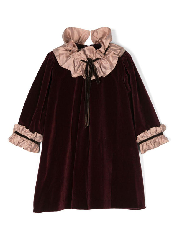 Abito per bambina Jesurum Baby rosso con dettagli ruches a contrasto – Accessorio premium elegante