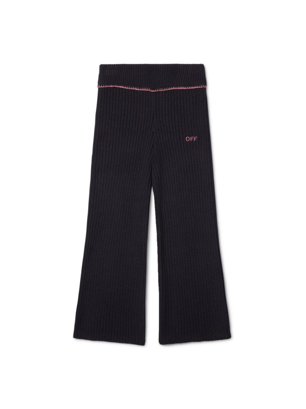 Pantaloni Off Stamp a coste per bambina Off-White Kids nero con logo sulla gamba – Accessorio premium elegante