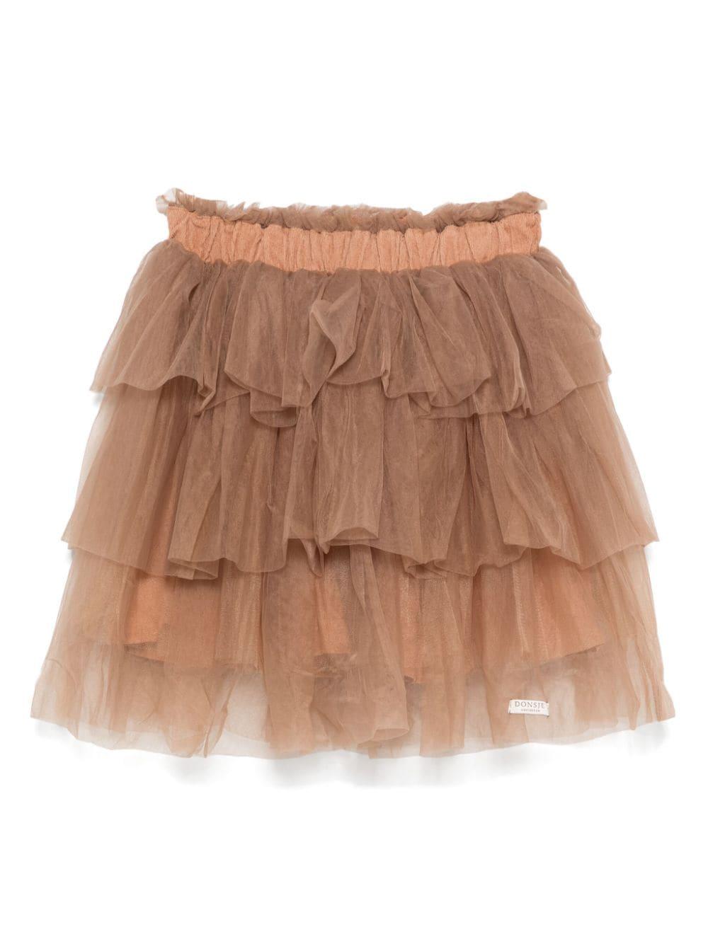 Gonna Mirre per bambina Donsje marrone con rete in tulle – Accessorio premium elegante
