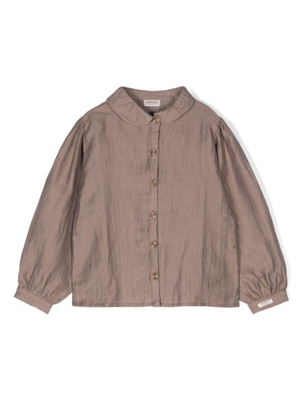 Camicia per bambina Donsje Ister marrone con colletto con pettorina – Accessorio premium elegante