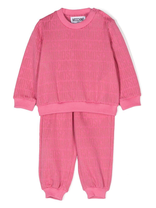 Tuta sportiva per neonata Moschino Kids rosa con logo jacquard – Accessorio premium elegante