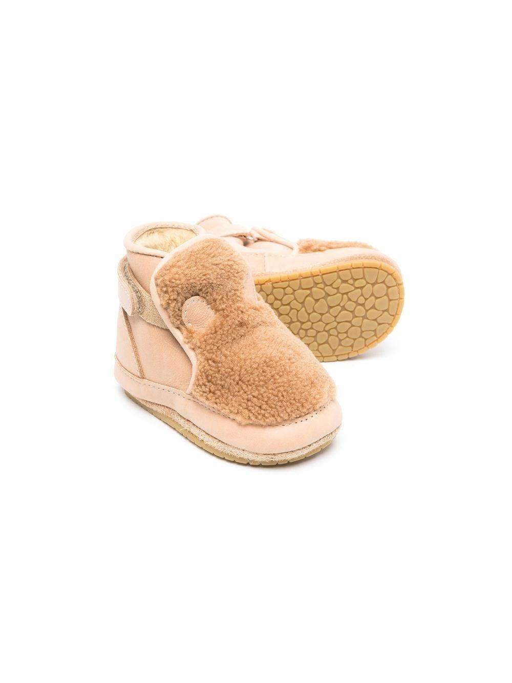 Stivali primi passi per neonati Donsje Teddy Bear rosa con pelliccia – Accessorio premium elegante