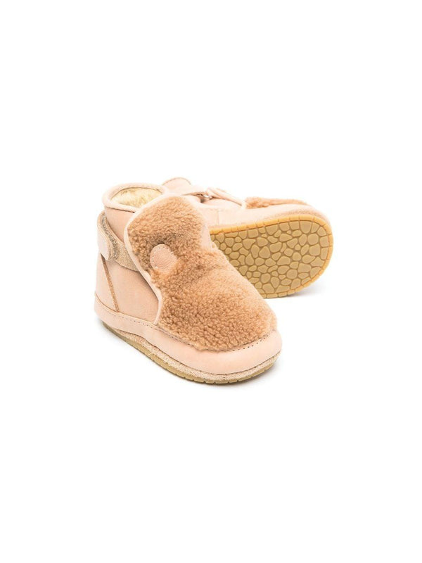Stivali primi passi per neonati Donsje Teddy Bear rosa con pelliccia – Accessorio premium elegante