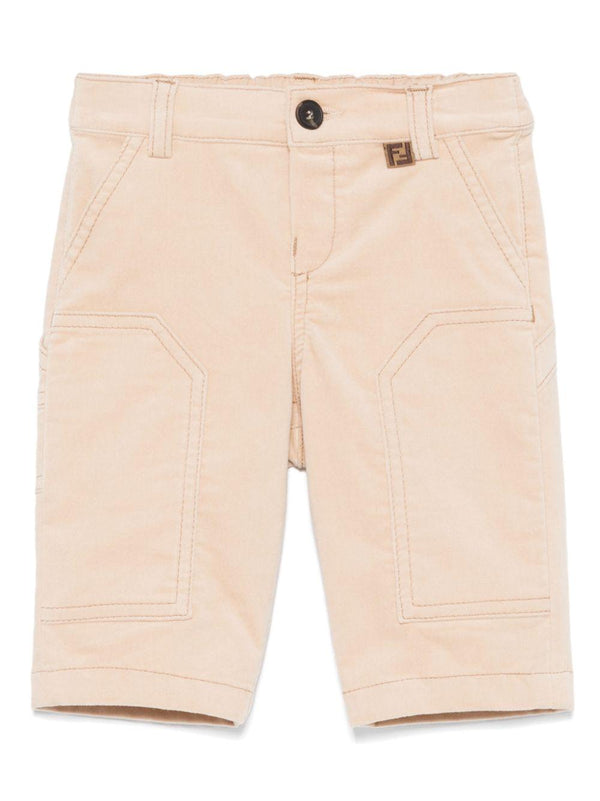 Pantaloni per neonato Fendi Kids beige con tasca posteriore logata – Accessorio premium elegante