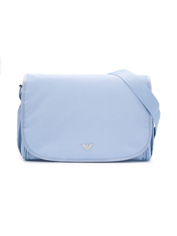 Borsa fasciatoio per neonato Emporio Armani Kids azzurro con applicazione logo – Accessorio premium elegante
