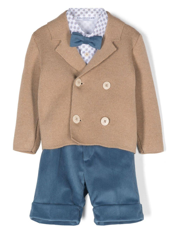Set shorts blu e beige con fantasia geometrica Colorichiari – Accessorio premium elegante