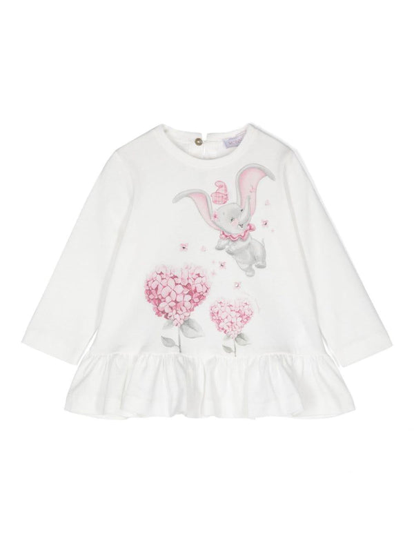 T-shirt Dumbo x Disney per neonata Monnalisa bianca con giricollo – Accessorio premium elegante