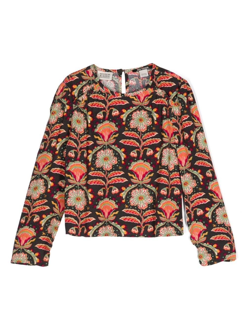 Blusa a fiori per bambina Scotch & Soda multicolor con scollo rotondo – Accessorio premium elegante