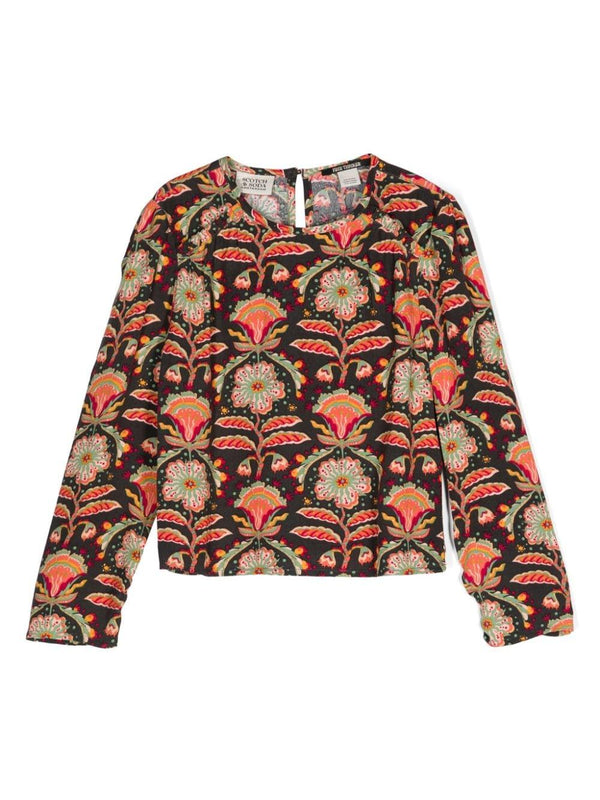 Blusa a fiori per bambina Scotch & Soda multicolor con scollo rotondo – Accessorio premium elegante