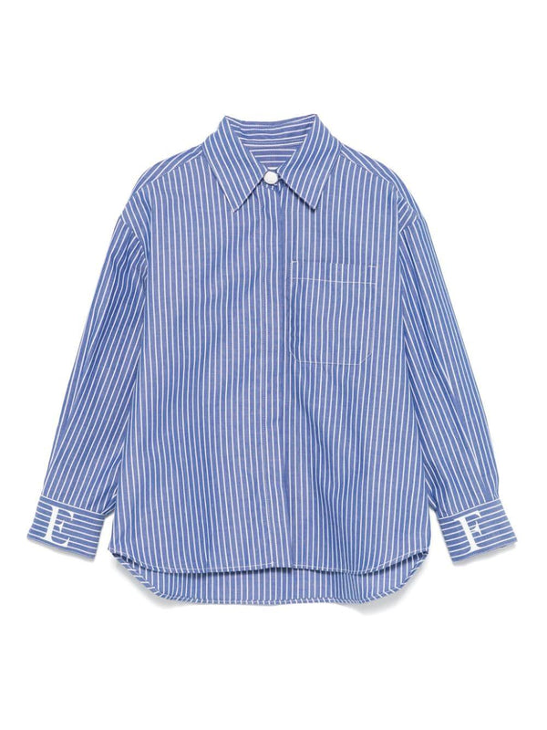 Camicia a righe per bambina Elisabetta Franchi La Mia Bambina blu con orlo curvo – Accessorio premium elegante