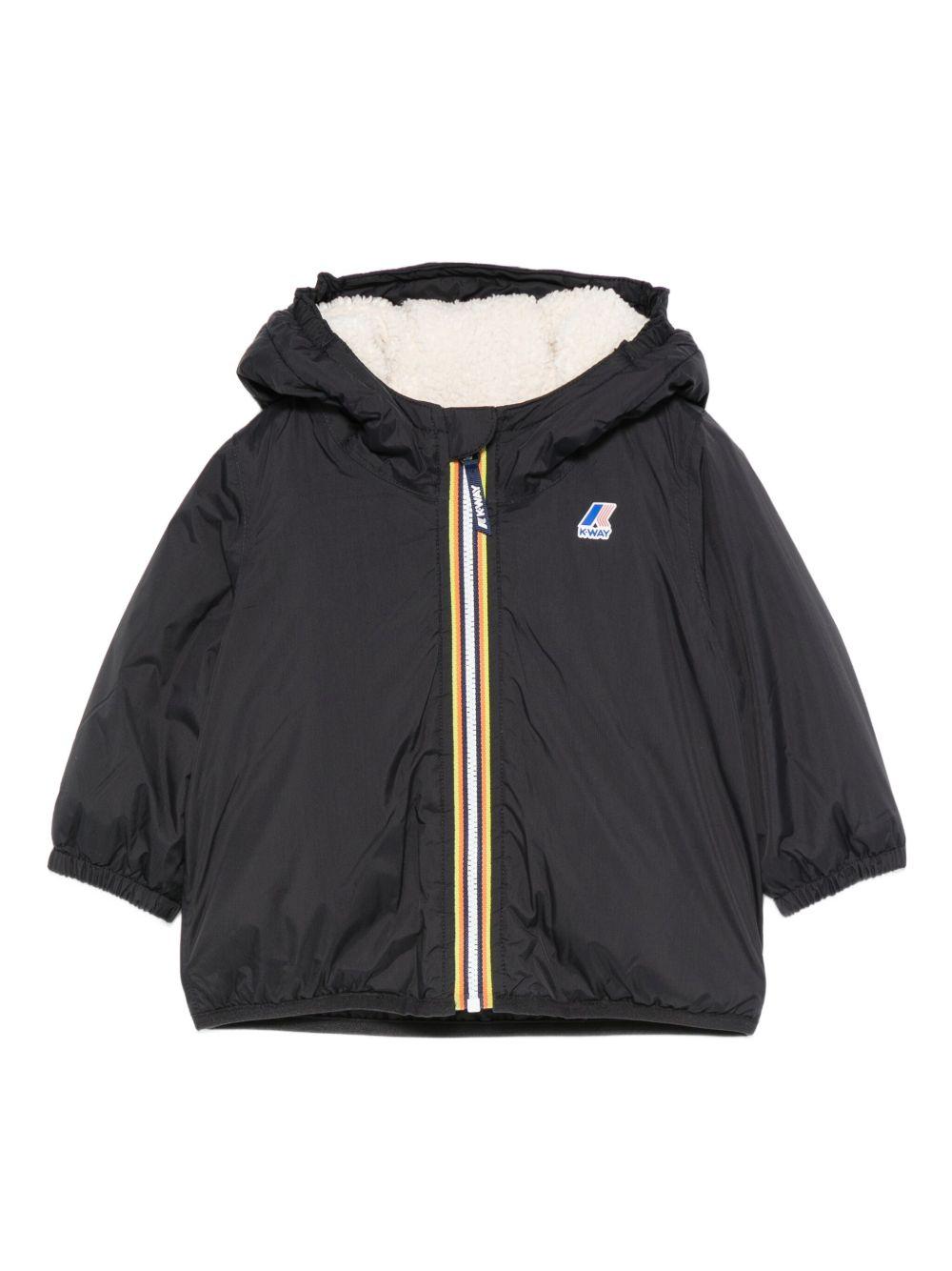 Giacca per neonati K Way Kids blu con cappuccio e zip frontale – Accessorio premium elegante