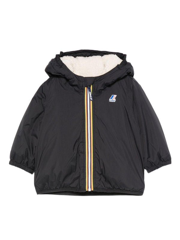 Giacca per neonati K Way Kids blu con cappuccio e zip frontale – Accessorio premium elegante