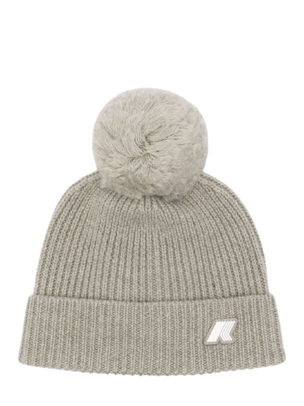 Berretto per bambino K-Way Kids beige con pompon – Accessorio premium elegante