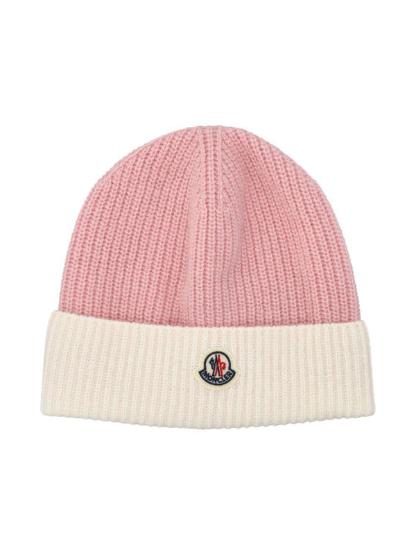 Berretto con logo per neonata Moncler Enfant rosa con tesa con piega – Accessorio premium elegante