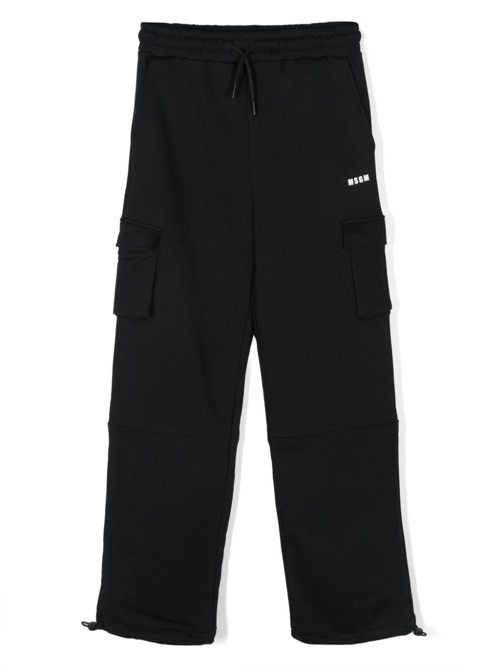 Cargo per bambino MSGM Kids Mission nero con stampa logo laterale – Accessorio premium elegante