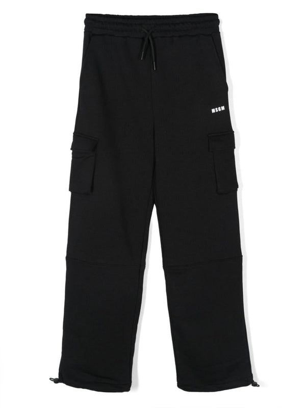Cargo per bambino MSGM Kids Mission nero con stampa logo laterale – Accessorio premium elegante