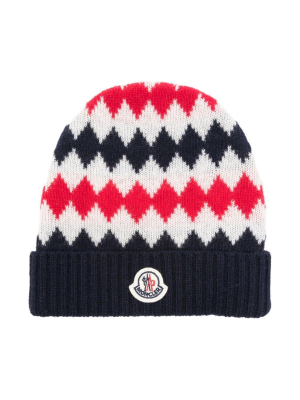 Berretto con logo per neonato Moncler Enfant multicolor con tesa con piega – Accessorio premium elegante