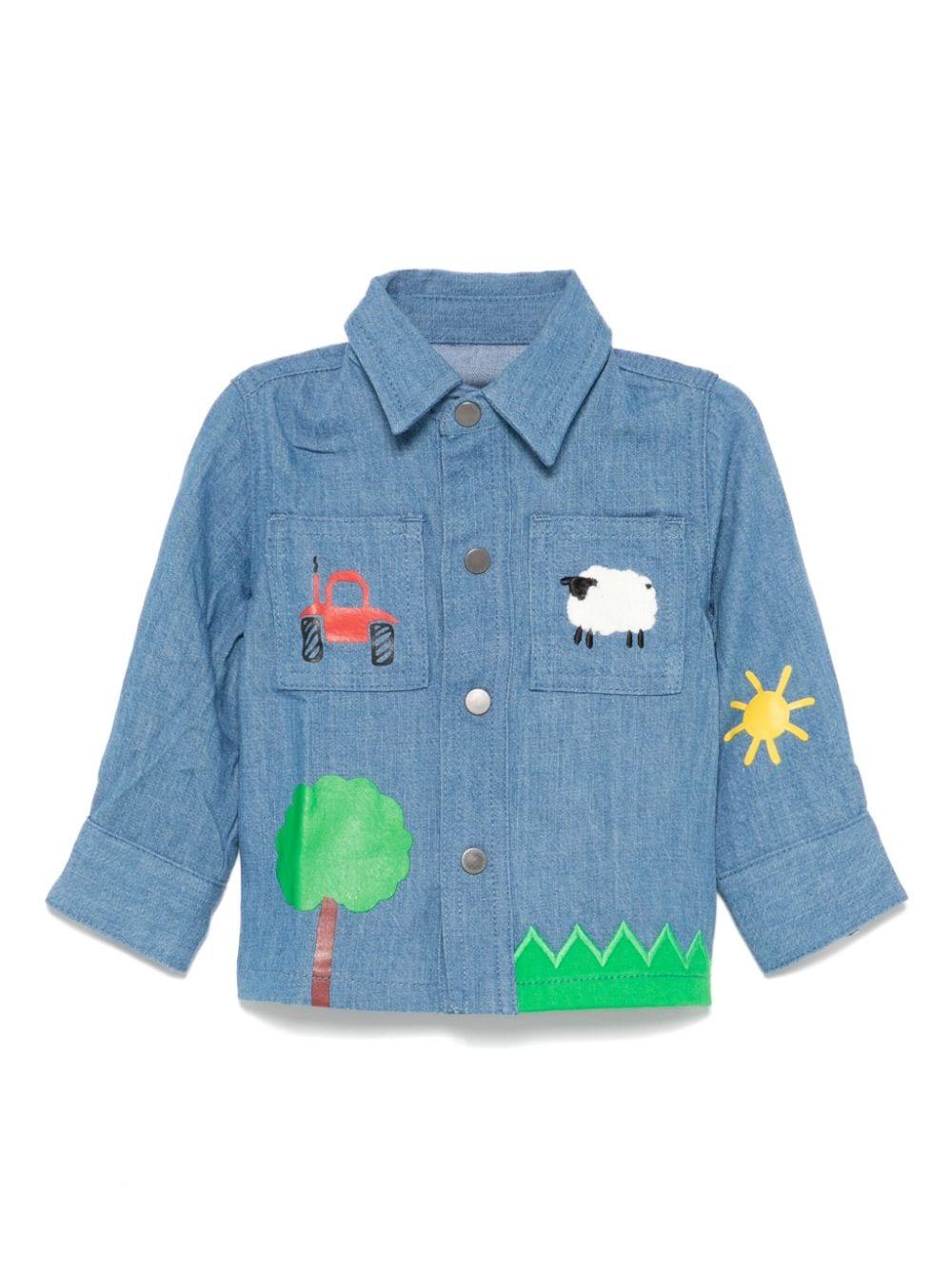 Camicia in denim per neonato Farmyard con applicazione Stella McCartney Kids – Accessorio premium elegante