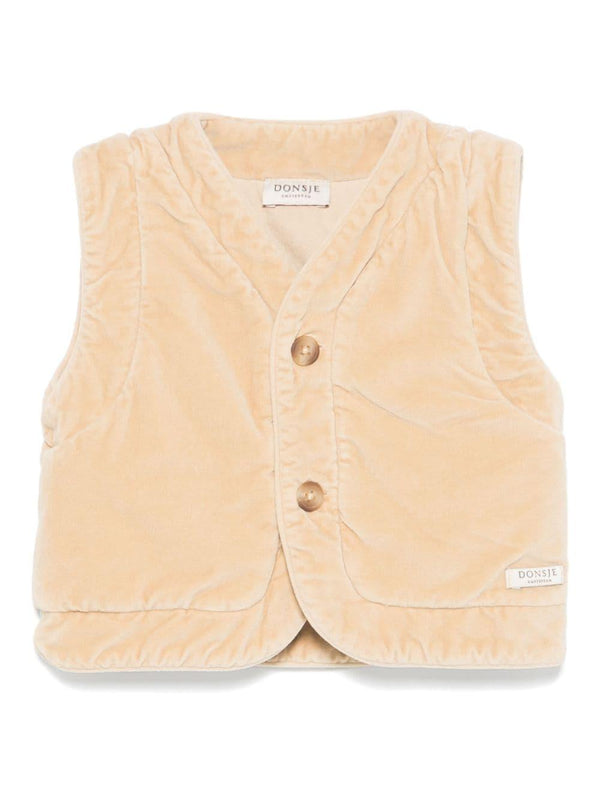 Gilet Olaev per neonato Donsje beige con scollo a V – Accessorio premium elegante