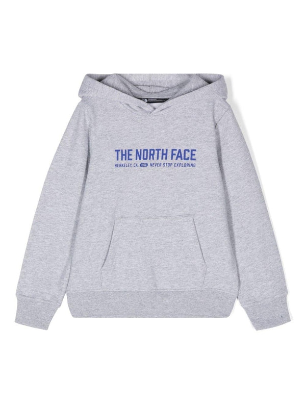 Felpa per bambino The North Face grigio con cappuccio con stampa logo – Accessorio premium elegante