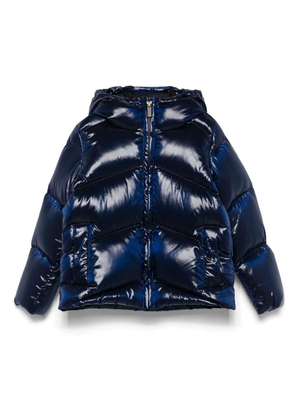 Piumino per bambina K Way Kids blu con design imbottito e cappuccio – Accessorio premium elegante