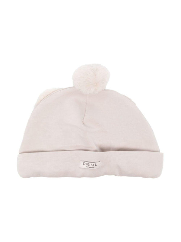Berretto per neonati Donsje Miep beige con applicazione con orecchie da animale – Accessorio premium elegante