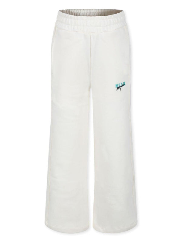 Pantaloni con logo ricamato per bambina MSGM Kids bianco con elastico in vita – Accessorio premium elegante