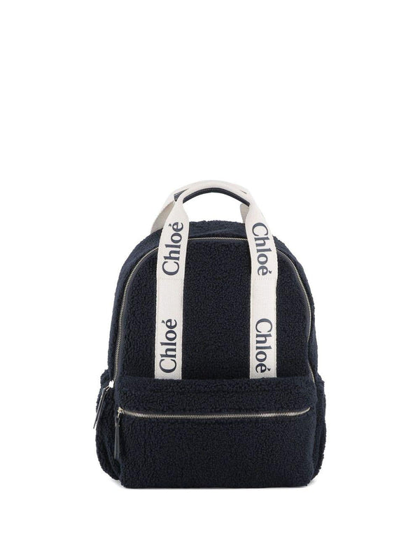 Zaino per bambina Chloé Kids blu con spalline con logo ricamato – Accessorio premium elegante