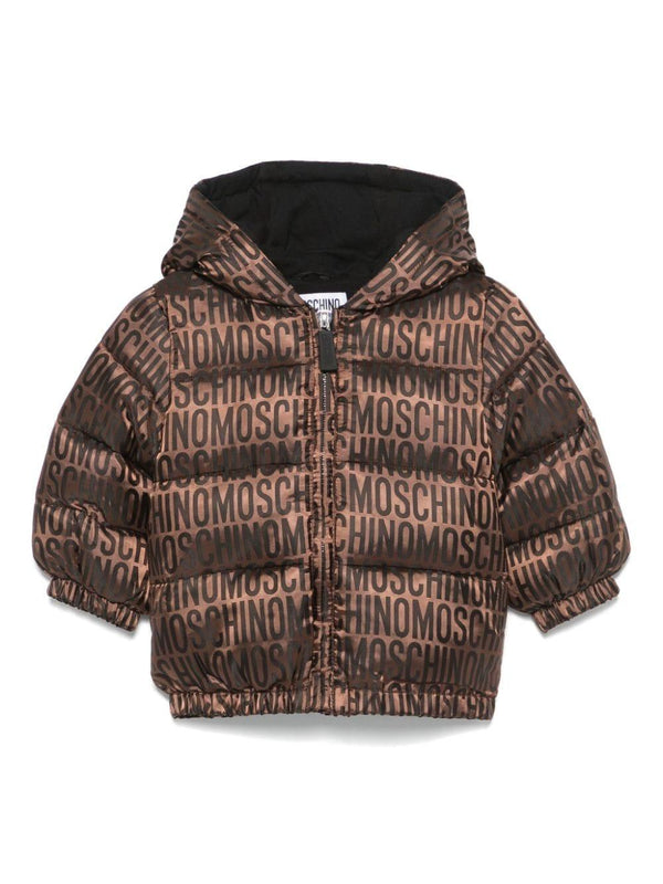 Giubbino per neonato Moschino Kids marrone con logo jacquard – Accessorio premium elegante
