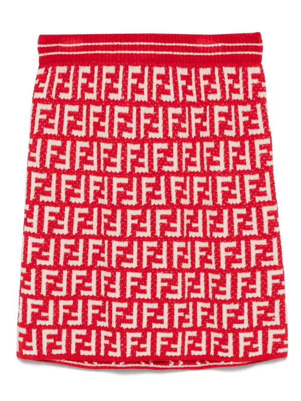 Gonna per bambina Fendi Kids rosso con monogramma FF – Accessorio premium elegante