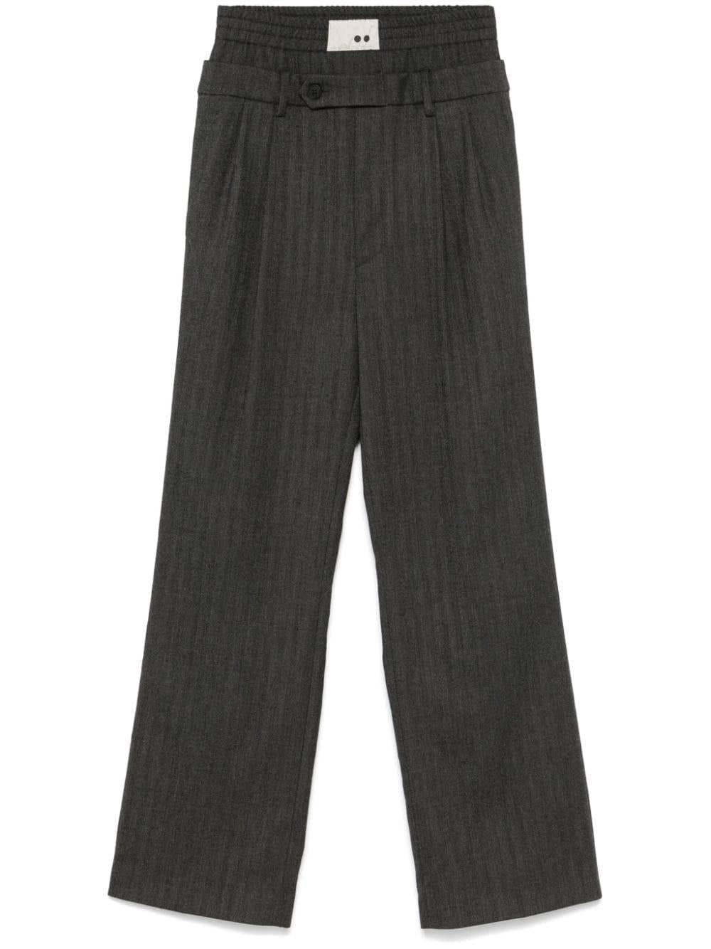 Pantaloni per donna The M grigio con motivo a spina di pesce – Accessorio premium elegante