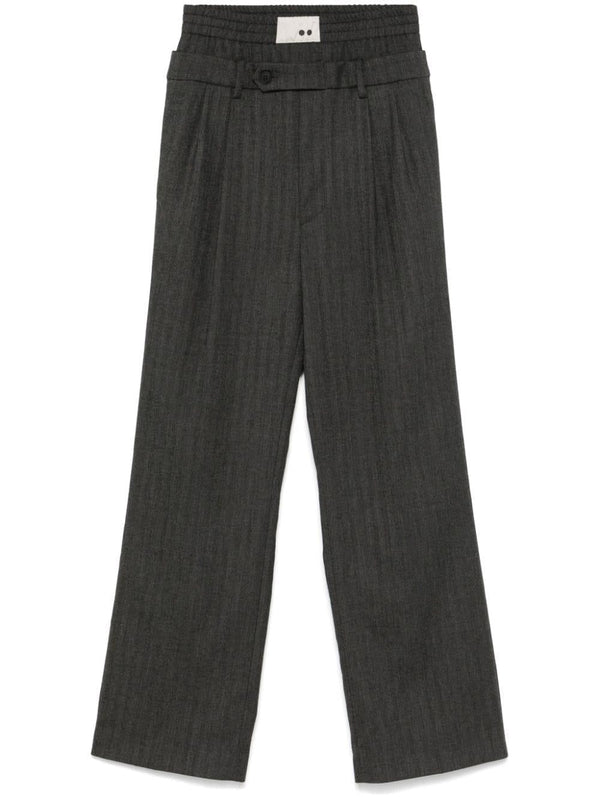 Pantaloni per donna The M grigio con motivo a spina di pesce – Accessorio premium elegante
