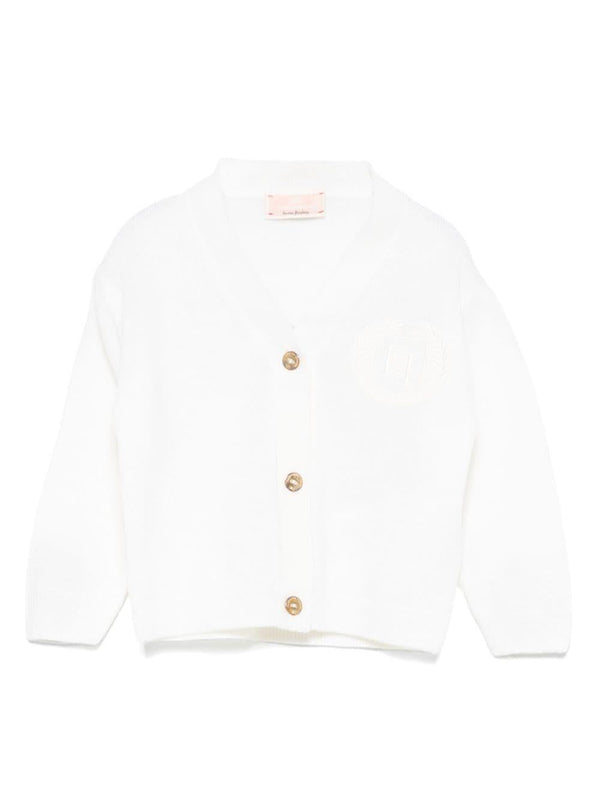 Cardigan per neonata Elisabetta Franchi La Mia Bambina nero con logo ricamato sul petto – Accessorio premium elegante