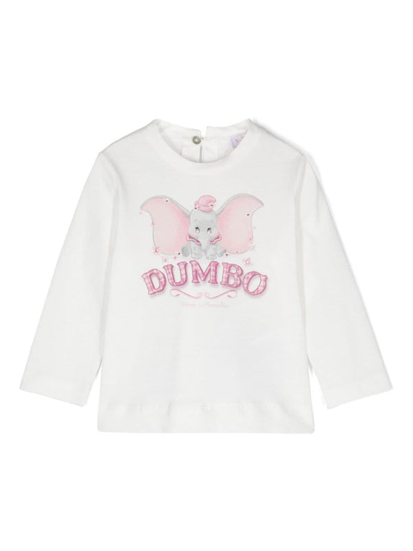 T-shirt Dumbo x Disney per neonata Monnalisa bianco con stampa sul davanti – Accessorio premium elegante