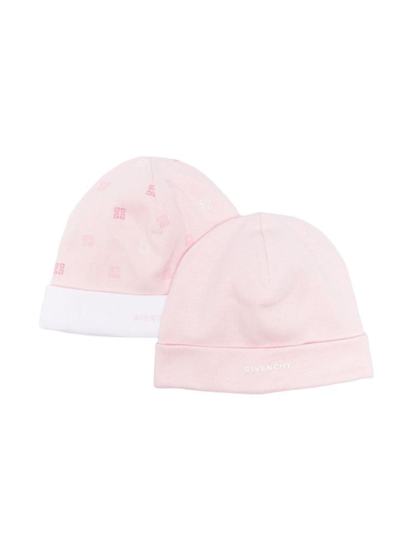 Cappello per neonata Givenchy Kids rosa con stampa (set di 2) – Accessorio premium elegante